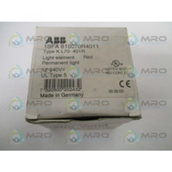 ABB 1SFA616070R4011 KL70-401R STACK RED LIGHT ELEMENT *NEW IN BOX* #1 image