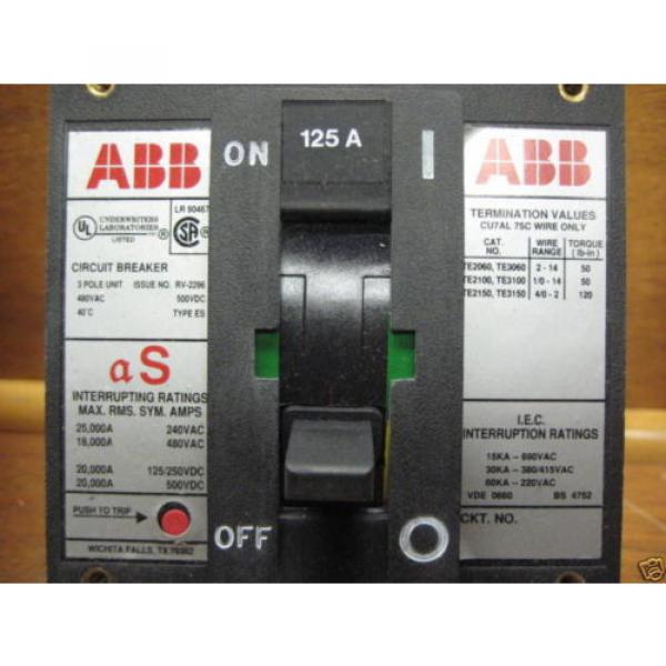 ABB ESB43125L 125A Breaker 480V NEW Type ES 500 VDC 125 Amp 480 VAC NIB #2 image