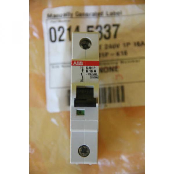 ABB Circuit Breaker 1 Pole S201P-K16, BKR CKT 240V 1P 16A, PN/0214.5337,new #2 image