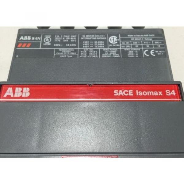 ABB SACE Isomax S4 3 Pole 250 Amp 600 VAC Circuit Breaker. #7 image