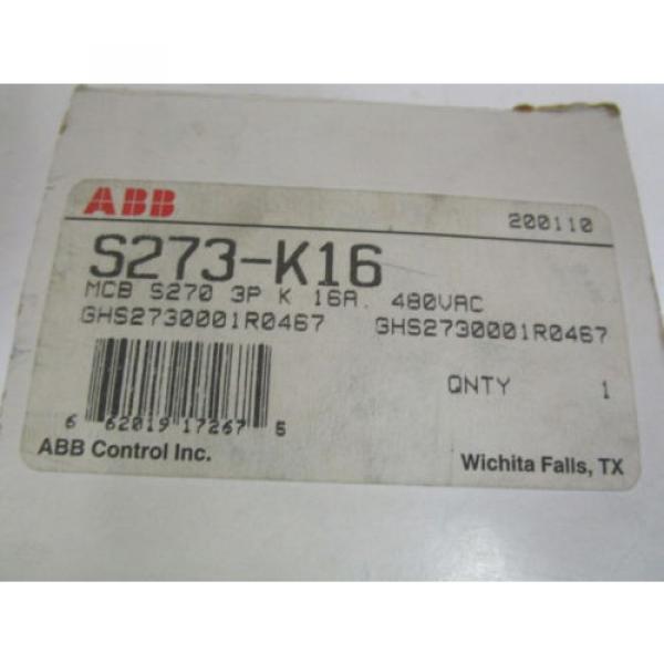 ABB S273-K16 GHS2730001R0467 CIRCUIT BREAKER 16AMP *NEW IN BOX* #1 image