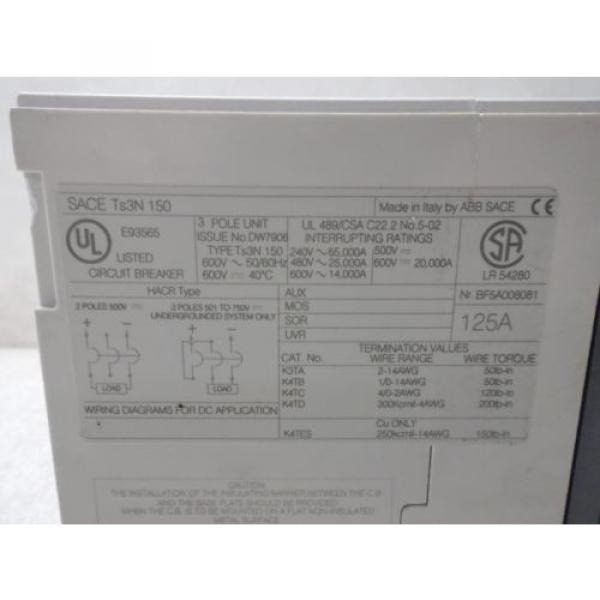 ABB 125 AMP BREAKER SACE TMAX TS3N 150, 3 POLE, (NEW, OLD STOCK) #4 image