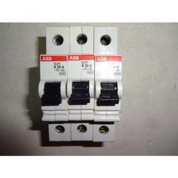 LOT OF 3 ABB S271-K20A CIRCUIT BREAKER 20AMP USED #1 image