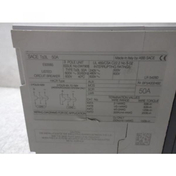 ABB TS3L 50 AMP BREAKER SACE TMAX 3 POLE (NEW, OLD STOCK) #6 image