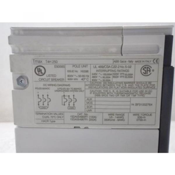 ABB 250 AMP SACE TMAX BREAKER T4H 250, 4 POLE (USED) #5 image