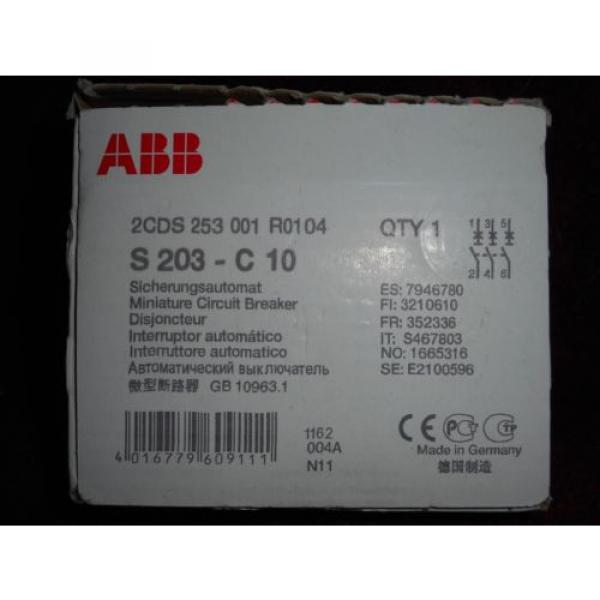 NEW IN THE BOX*  ABB S203-C10 3P MINIATURE CIRCUIT BREAKER 277/480V 10AMP #2 image