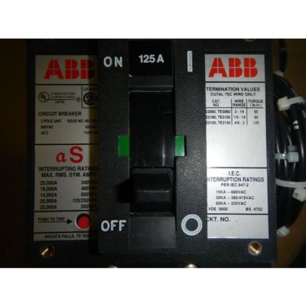 ABB 125A TYPE ES NE-7280 3 POLE 600VAC 500VDC CIRCUIT BREAKER #2 image