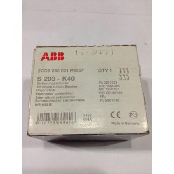 S203-K40 ABB Circuit Breaker 3 Pole 40 Amp 400V 2CDS 253 001 R0557 NEW #4 image