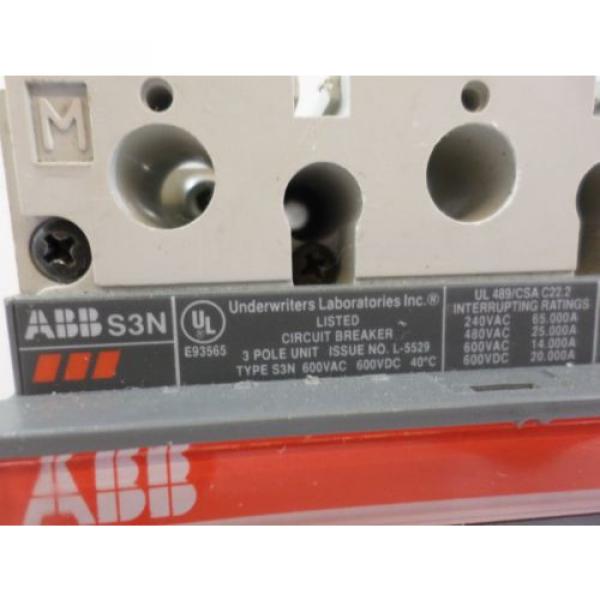 ABB S3N 150 amp S3N150TC0A1SB   600 volt 3 pole 24v shunt + auxiliary switch #2 image