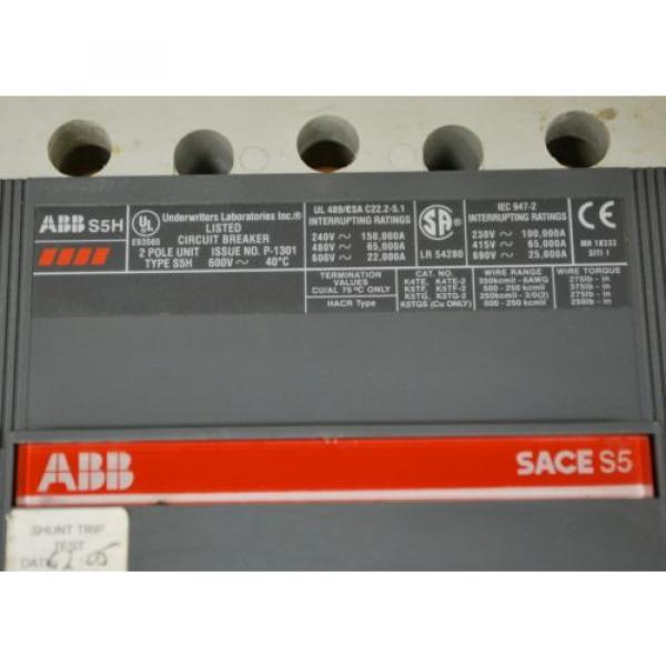 ABB S5H-SACE-PR211 400a 2 Pole Circuit Breaker  Issue No. P-1301 Auxillary 3a #4 image