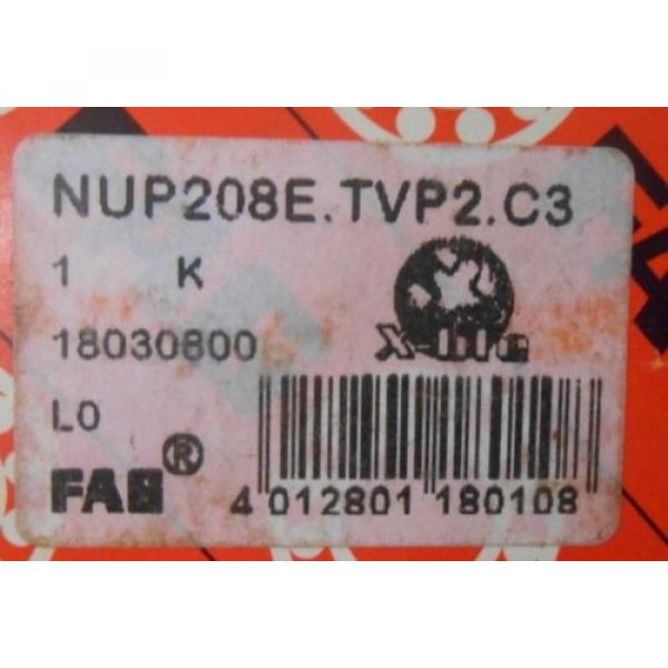 FAG BEARINGS, CYLINDRICAL ROLLER BEARING, NUP208E.TVP2.C3, 1.575&#034;BORE  3.15&#034; OD #2 image