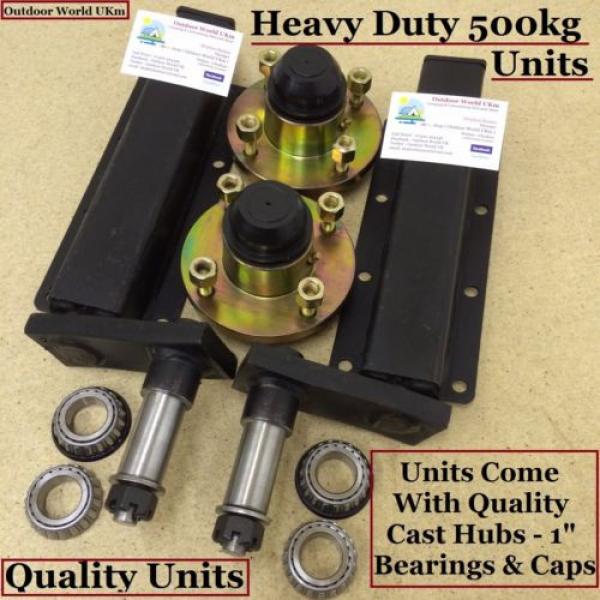 Quality 500 KG Trailer Suspension Units Standard Stub Axle Hubs Bearings &amp; Caps. #1 image