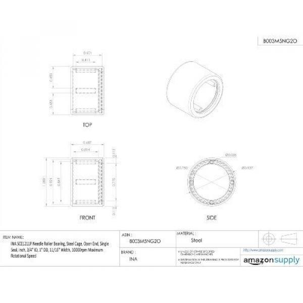 INA SCE1211P Needle Roller Bearing, Steel Cage, Open End, Single Seal, Inch, #2 image