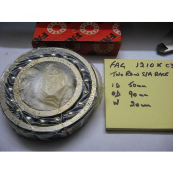 FAG Self-aligning ball bearings Malaysia 1210 C3 ball bearing race  2 row self aligning C3. 50mm x 90mm x20mm. #1 image