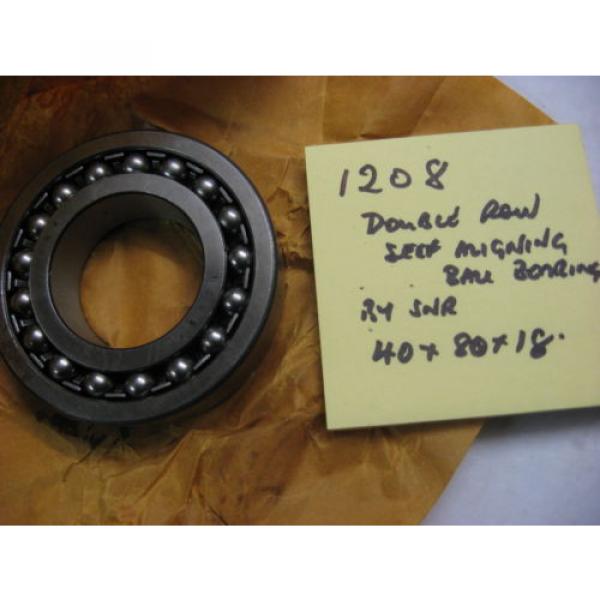 SNR ball bearings Brazil 1208 2 row ball race bearing. 40mm id x  80mm od x 18mm wide. Self aligning. #1 image