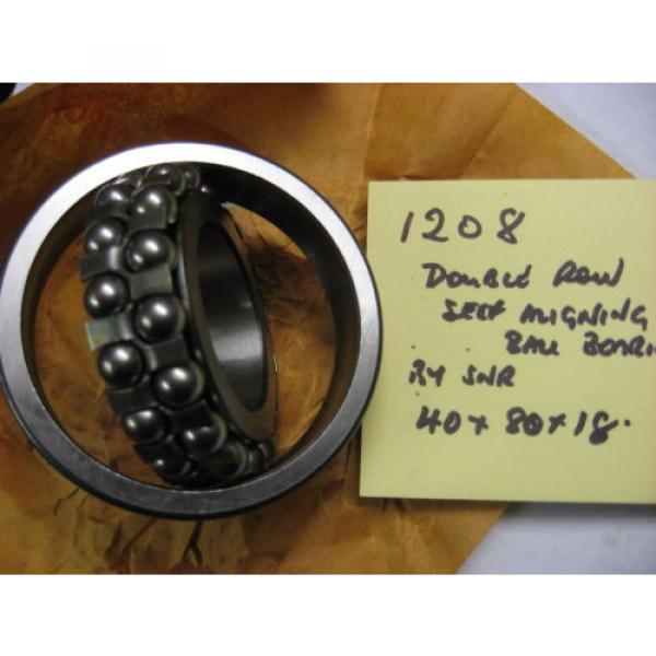 SNR ball bearings Brazil 1208 2 row ball race bearing. 40mm id x  80mm od x 18mm wide. Self aligning. #2 image