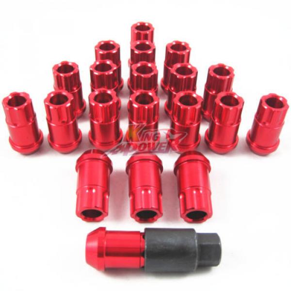 20PC FOR HONDA ACURA 12X1.5MM ALUMINUM RACING LOCKING LUG NUTS SET RED #1 image