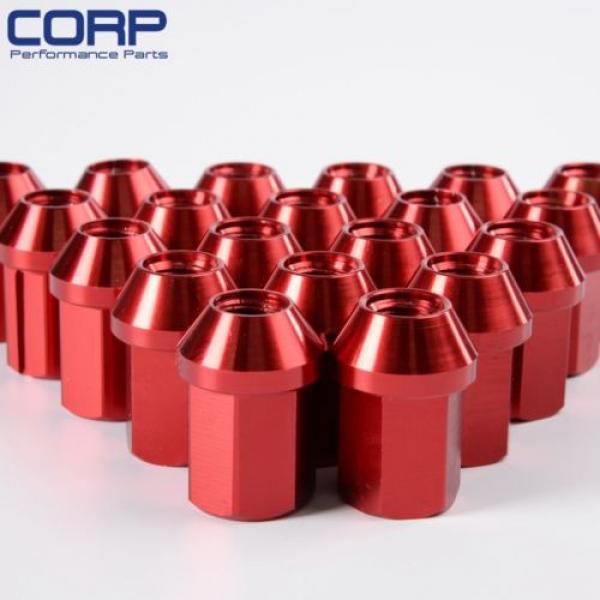 JDM 12X1.5MM 20 Pieces Aluminum Closed Ended Lug Nuts with Locking Key Red #4 image