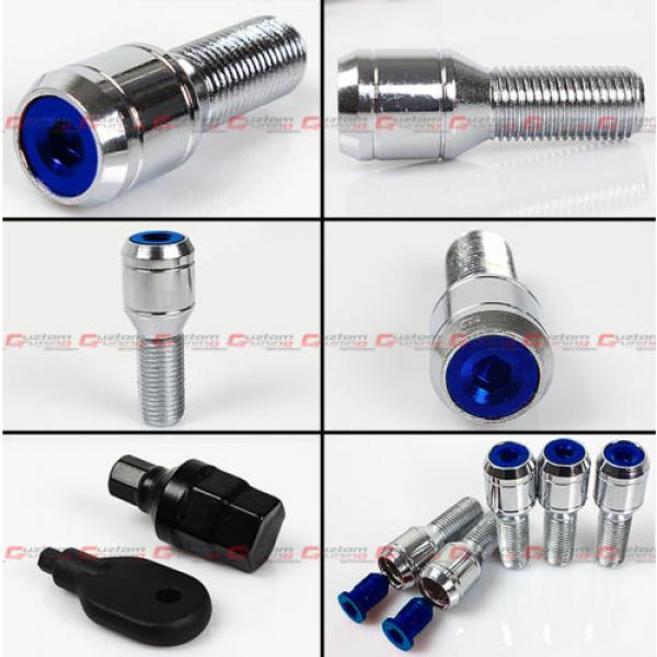 20 Pcs M14 X 1.5 Chrome Wheel Lug Nut Bolts W/ Blue Lock Caps+Key+Socket For VW #2 image