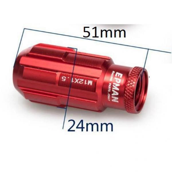 RED Tuner Anti-Theft Wheel Security Locking Lug Nuts 51mm M12x1.25 20pcs #2 image