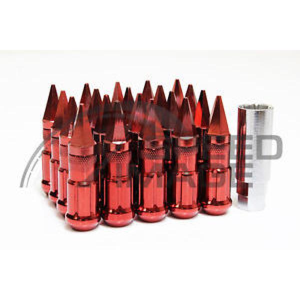 Z RACING RED DRAG SPIKE OPEN EXTENDED STEEL 12X1.5MM LUG NUTS SET 20 PCS KEY #1 image