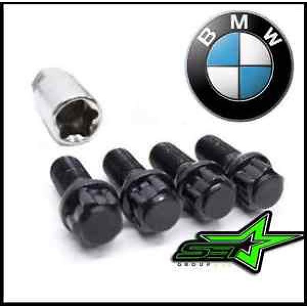 4pc 12x1.5 BMW BLACK STEEL WHEEL LUG BOLT LOCK SET WITH KEY | M3 M5 335 135 #1 image