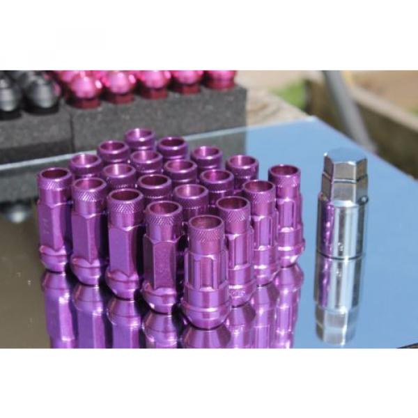 SYNERGY 12X1.5 20PC OPEN END STEEL EXTENDED LUG NUTS PURPLE LOCK+KEY #2 image