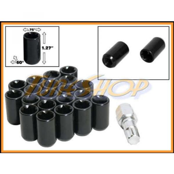 20 TUNER WHEEL LOCK LUG NUTS 8 POINT KEY 12X1.5 12 1.5 ACORN OPEN END BLACK T #1 image