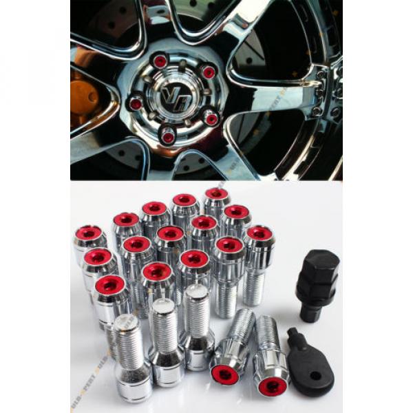 20 Pcs M14 X 1.5 Red Wheel Lug Nut Bolts With Security Caps +Key+Socket For BMW #1 image