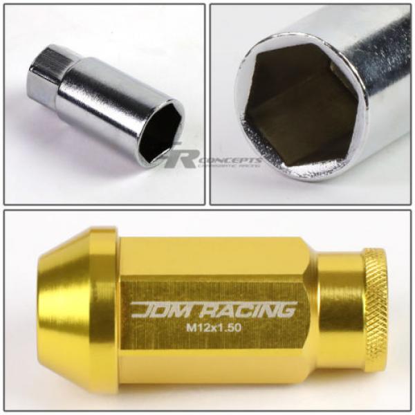 20X RACING RIM ACORN TUNER ALUMINUM WHEEL LOCK LUG NUTS + 1X ADAPTER KEY GOLD #5 image