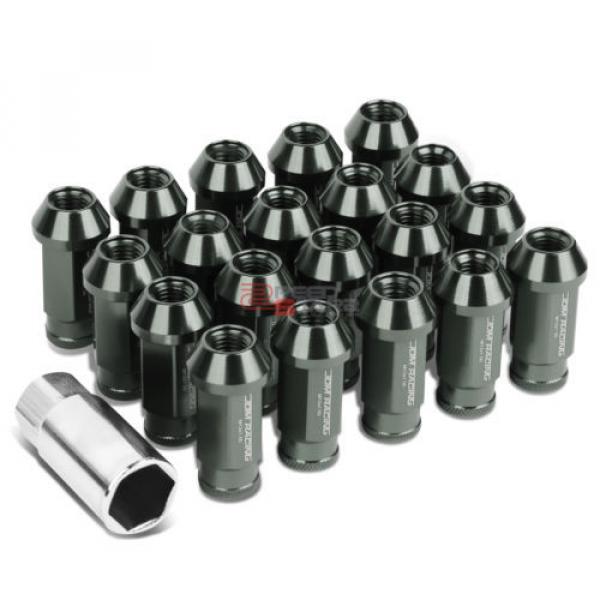 GUN METAL 50MM M12 X 1.5 ALUMINUM WHEEL RIM LOCK ACORN TUNER LUG NUT+ADAPTER KEY #1 image