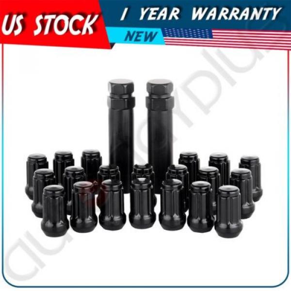 20 X BLACK  SPLINE TUNER RACING LUG NUTS AND 2 LOCK KEYS M12X1.5|1.38 Inch Tall #1 image