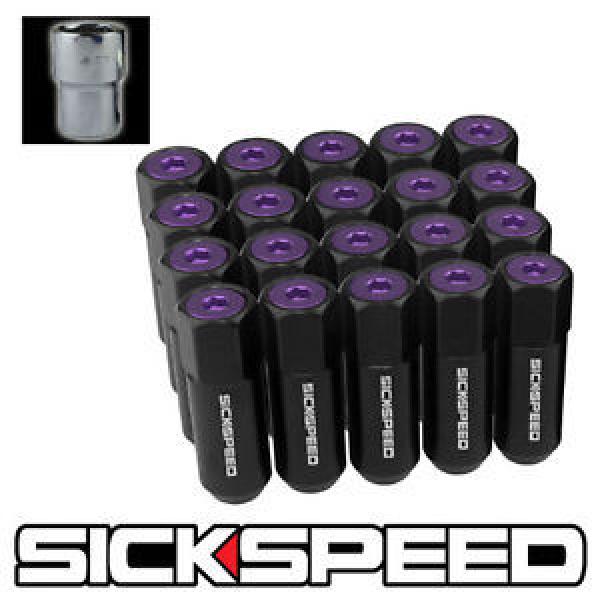 SICKSPEED 20 PC BLACK/PURPLE CAPPED EXTENDED 60MM LOCKING LUG NUTS 14X1.5 L19 #1 image