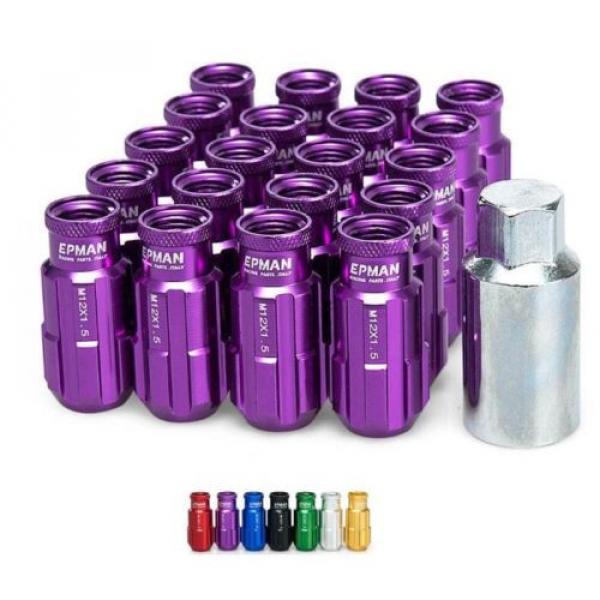 PURPLE Tuner Anti-Theft Wheel Security Locking Lug Nuts 51mm M12x1.25 20pcs #1 image