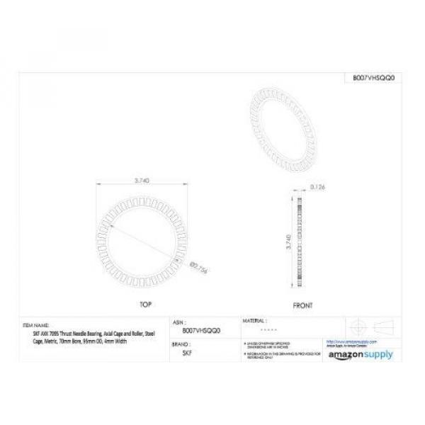 SKF AXK 7095 Thrust Needle Bearing, Axial Cage and Roller, Steel Cage, Metric, #2 image