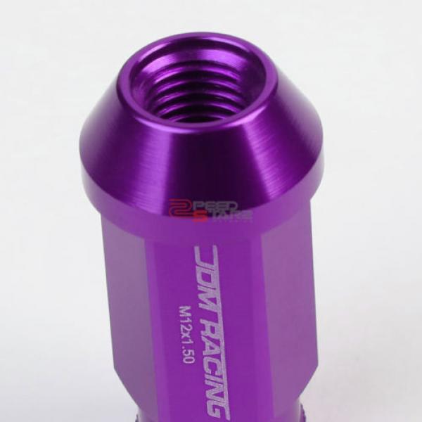 PURPLE 50MM M12 X 1.5 ALUMINUM WHEEL RIM LOCK ACORN TUNER LUG NUT+ADAPTER KEY #4 image