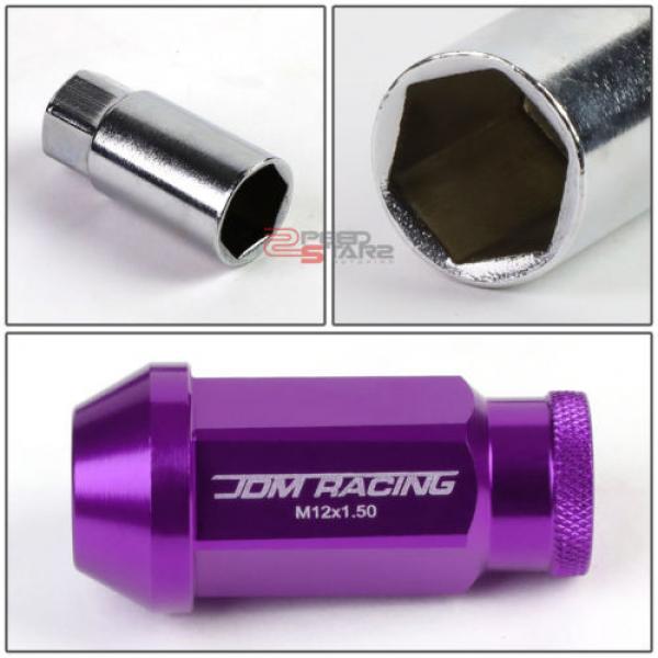 PURPLE 50MM M12 X 1.5 ALUMINUM WHEEL RIM LOCK ACORN TUNER LUG NUT+ADAPTER KEY #5 image