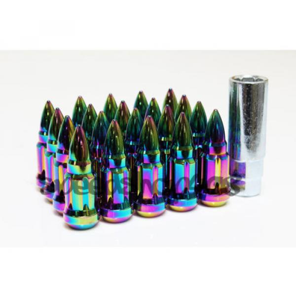 Z Racing Neo Chrome Bullet 57mm 12X1.5 Steel Lug Nuts Key Tuner Close Extended #2 image