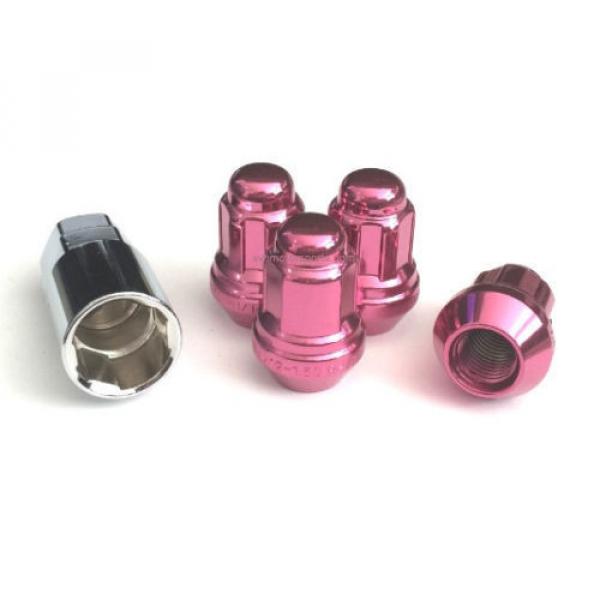 (4) 12x1.5 ACORN SPLINE LUG NUTS WHEELS RIMS LOCKS ANTI-THEFT W/KEY PINK #1 image