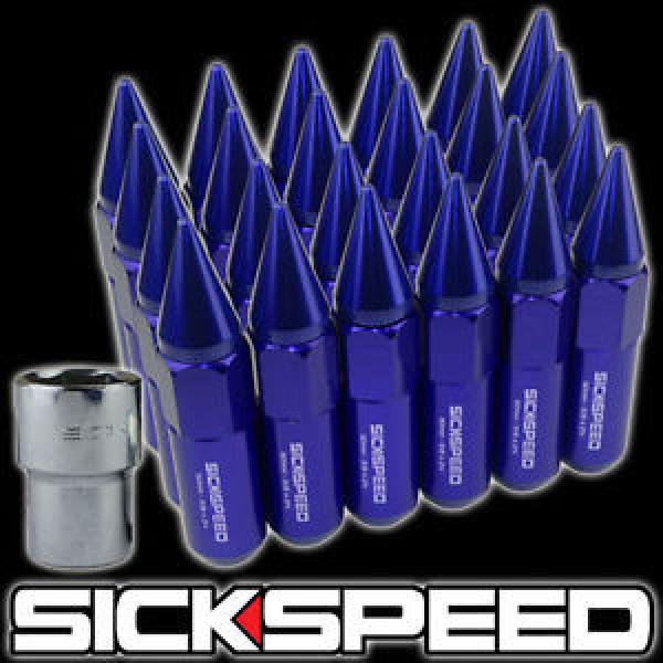 SICKSPEED 24 PC BLUE SPIKED ALUMINUM EXTENDED LOCKING LUG NUTS 1/2x20 L23 #1 image