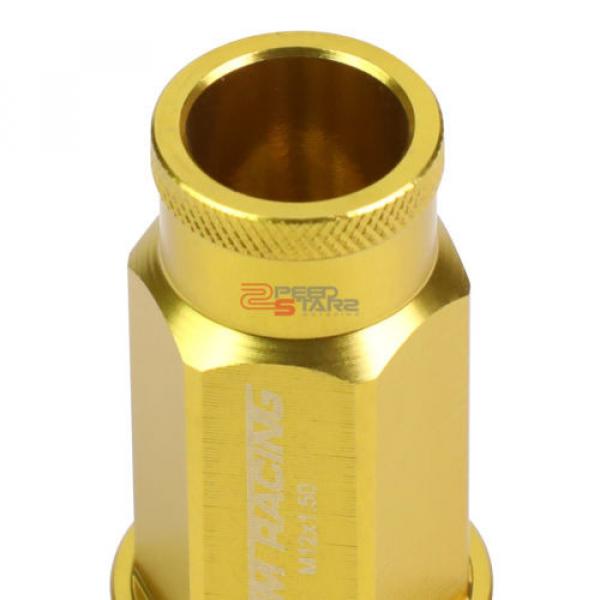 GOLD 50MM ALUMINUM WHEEL RIM LOCK ACORN TUNER LUG NUT+KEY IS250/GS460/RX350 #3 image