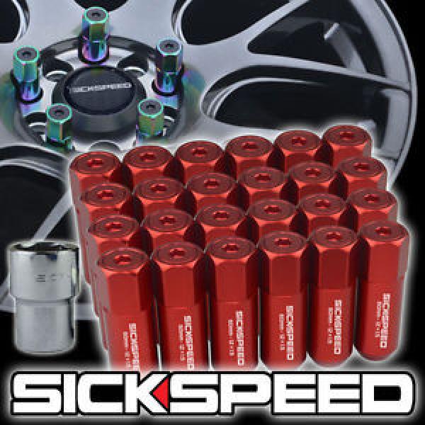 SICKSPEED 24 PC RED CAPS ALUMINUM LOCKING LUG NUTS FOR WHEELS 12X1.25 L13 #1 image