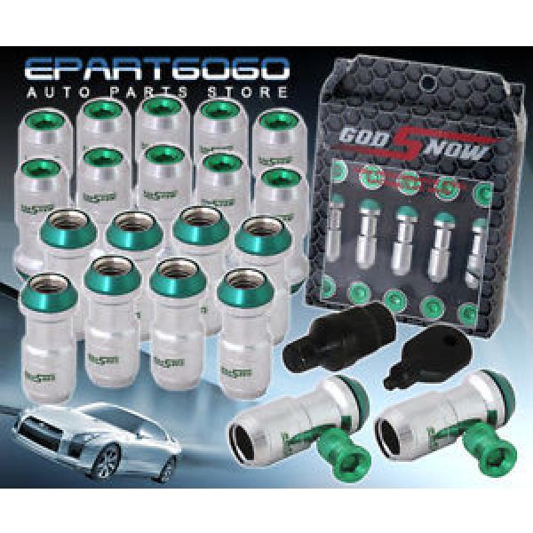 M12 x1.5 THREADED LUG NUTS RIMS WHEELS JDM DUST CAP CHROME GREEN CNC DOUBLE LOCK #1 image