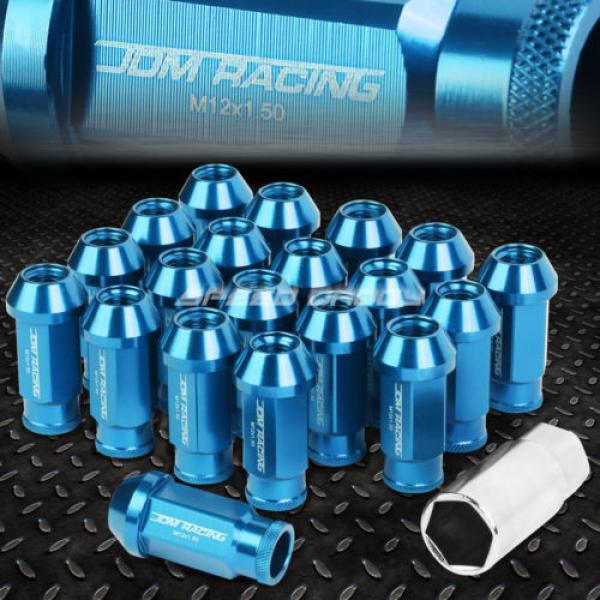 20X RACING RIM 50MM OPEN END ANODIZED WHEEL LUG NUT+ADAPTER KEY LIGHT BLUE #1 image