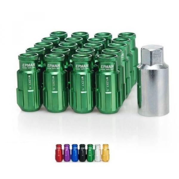 GREEN Tuner Anti-Theft Wheel Security Locking Lug Nuts 51mm M12x1.25 20pcs #1 image