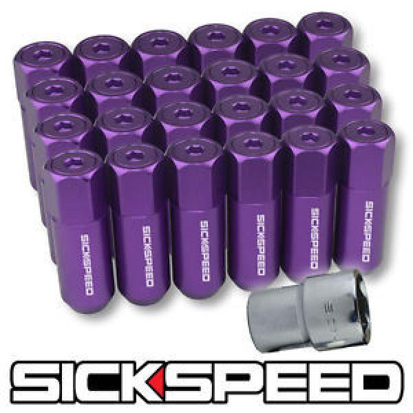 SICKSPEED 24 PC PURPLE CAPPED ALUMINUM EXTENDED 60MM LOCKING LUG NUTS 1/2x20 L23 #1 image