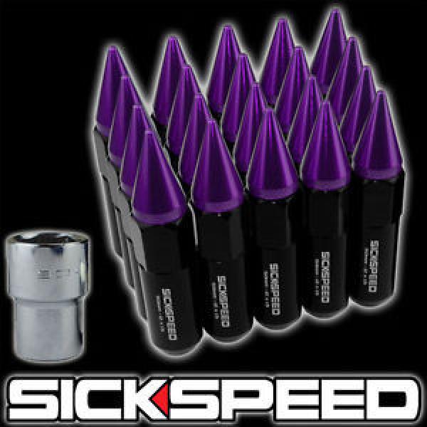 20 BLACK/PURPLE SPIKED ALUMINUM EXTENDED 60MM LOCKING LUG NUTS WHEELS 12X1.5 L17 #1 image