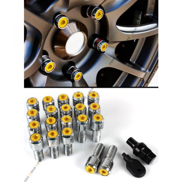 20 Pcs M14 X 1.5 Gold Wheel Lug Nut Bolts With Security Cap +Key+Socket For Audi #1 image