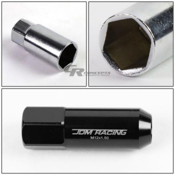 FOR CAMRY/CELICA/COROLLA 20X EXTENDED ACORN TUNER WHEEL LUG NUTS+LOCK+KEY BLACK #5 image