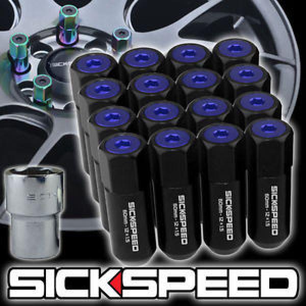 SICKSPEED 16 PC BLACK/BLUE CAPS ALUMINUM 60MM LOCKING LUG NUTS 12X1.25 L11 #1 image